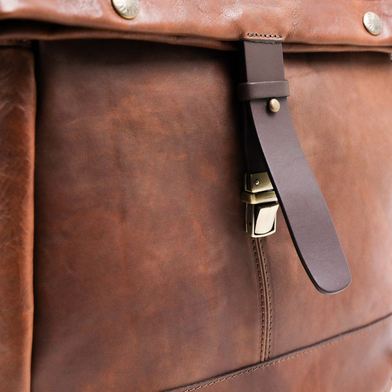 Full Grain Italian Leather Roll-Top Backpack - The Secret History