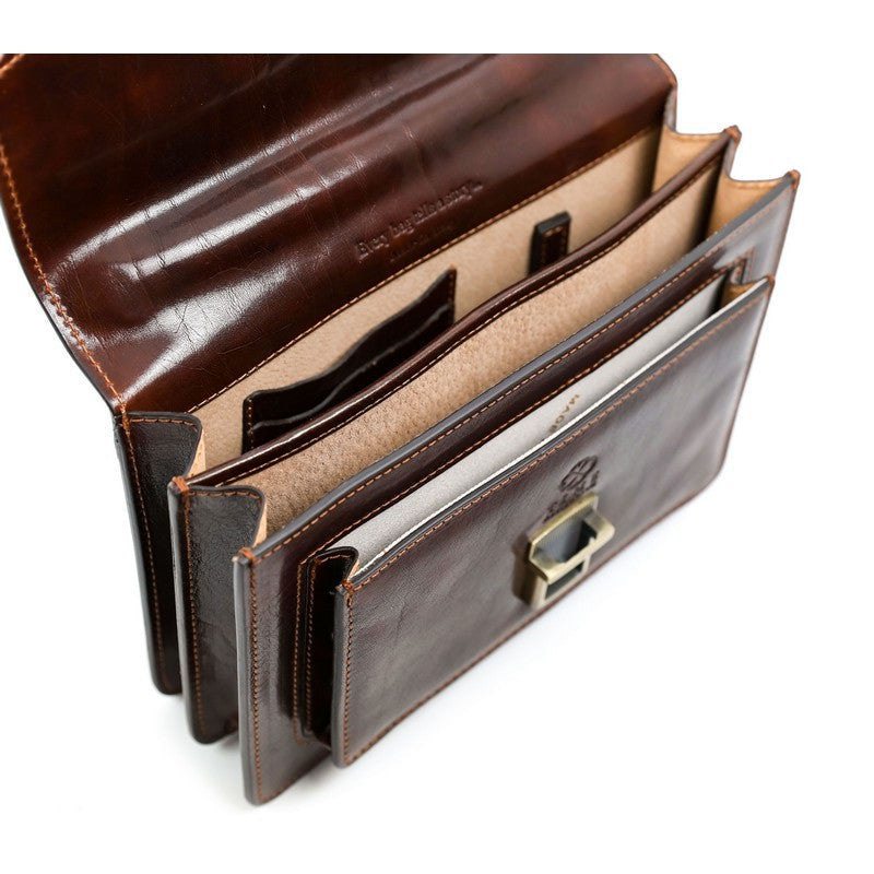 Small Full Grain Italian Leather Briefcase - Nine Stories Time Resistance