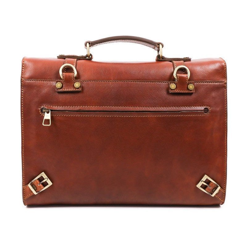 Full Grain Italian Leather Belted Briefcase, Convertible Backpack - The Glass Menagerie Time Resistance