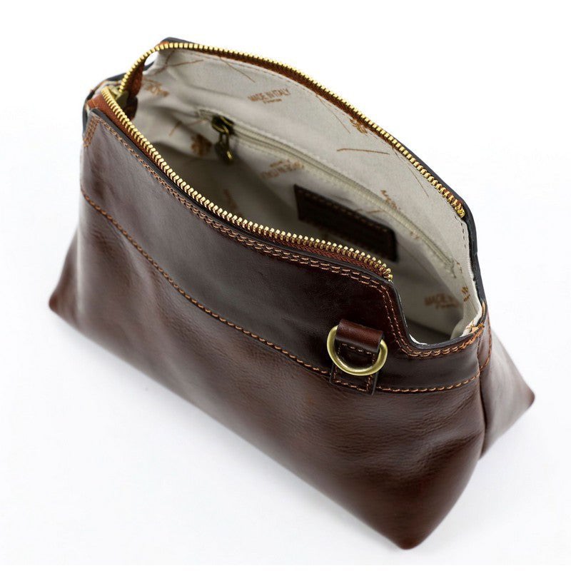 Brown Full Grain Italian Leather Tote Bag for Women,  Shoulder Bag - Alice in Wonderland Time Resistance