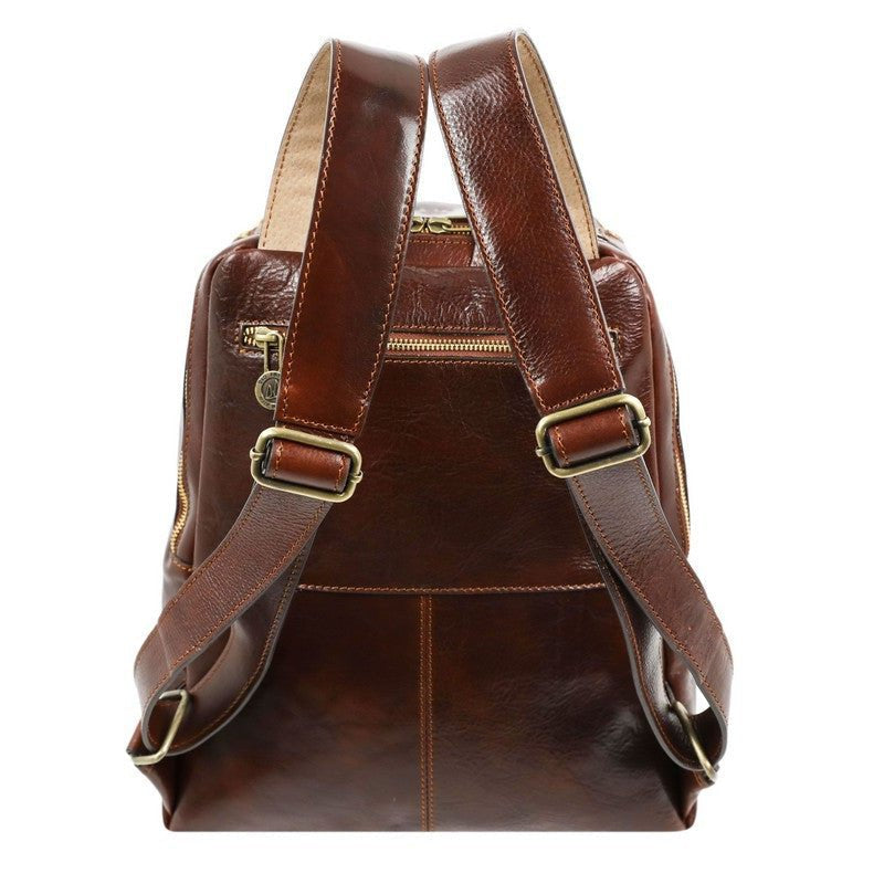 Full Grain Italian Leather Backpack - A Bend in the River Time Resistance