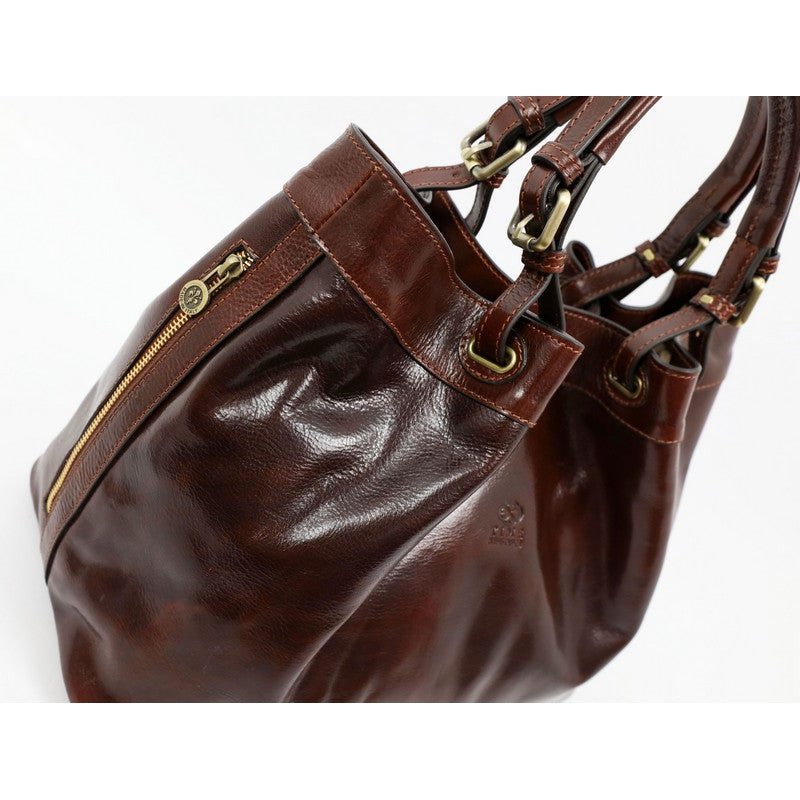 Full Grain Brown Italian Leather Handbag - The Betrothed Time Resistance