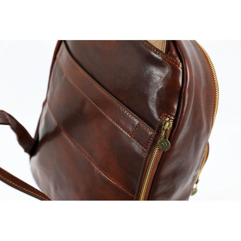 Brown Full Grain Italian Leather Backpack - I, Claudius Time Resistance