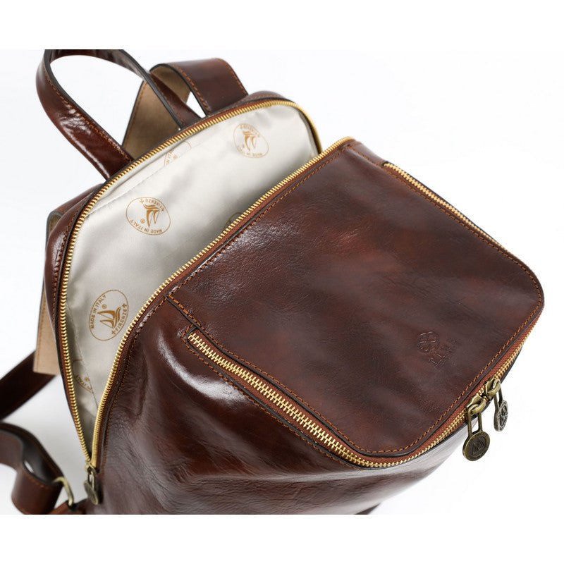 Full Grain Italian Leather Backpack - A Bend in the River Time Resistance