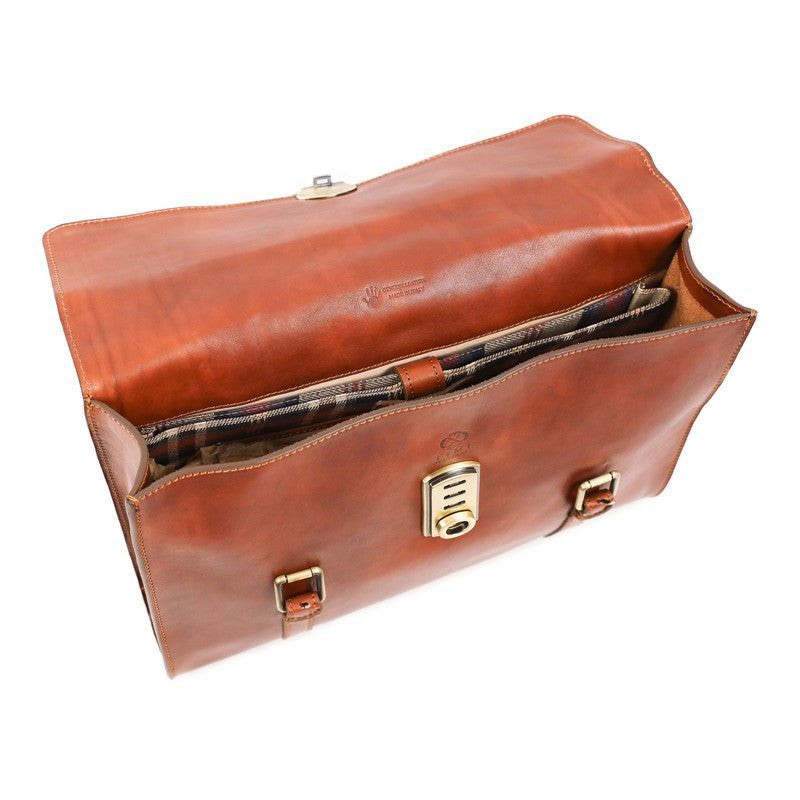 Full Grain Italian Leather Belted Briefcase, Convertible Backpack - The Glass Menagerie Time Resistance