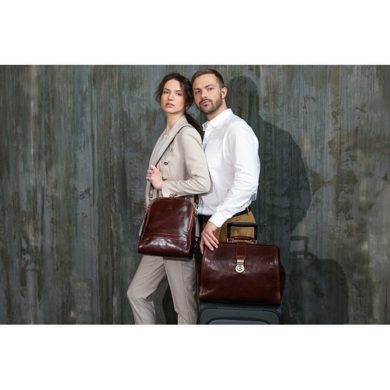 Time Resistance Brown Large Leather Doctor Bag - Mrs Dalloway - Frederic St James