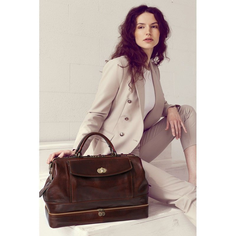 Time Resistance Leather Doctor Bag - Italian Handmade Medical Bag - Vintage  Style Handbag - Real Leather Briefcase