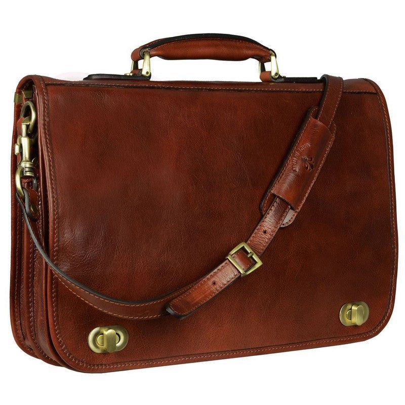 Full Grain Italian Leather Briefcase - Illusions Time Resistance