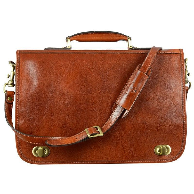 Full Grain Italian Leather Briefcase - Illusions Time Resistance