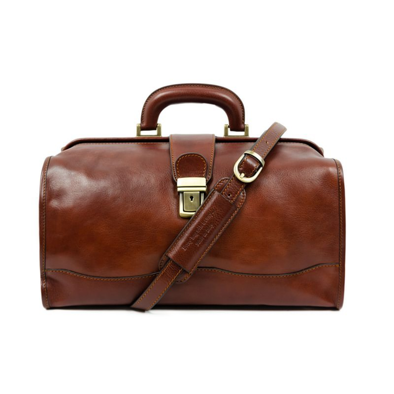 Small Full Grain Italian Leather Doctor Bag - David Copperfield Time Resistance