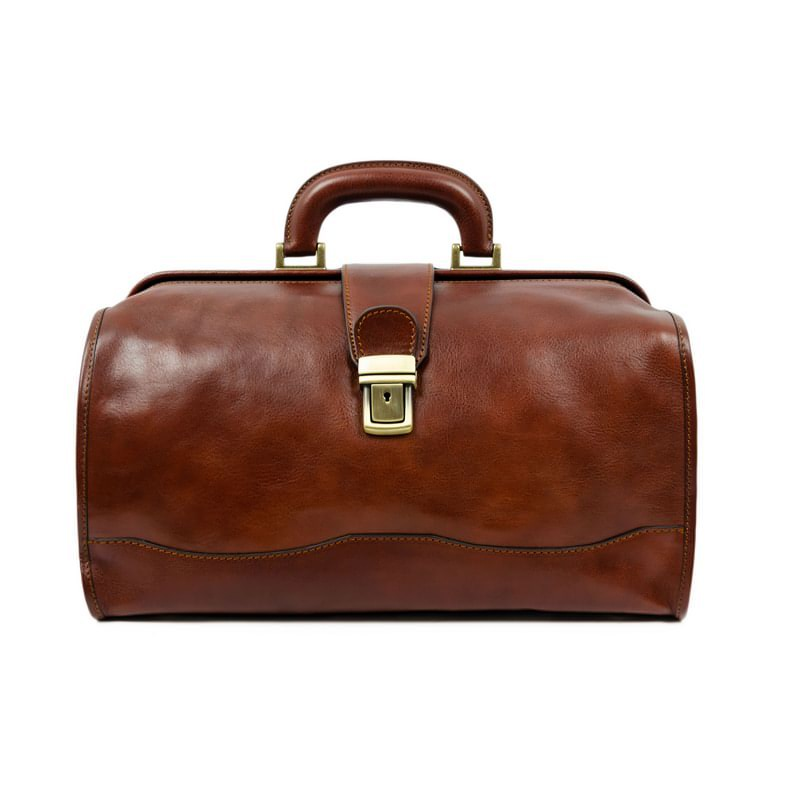 Small Full Grain Italian Leather Doctor Bag - David Copperfield Time Resistance