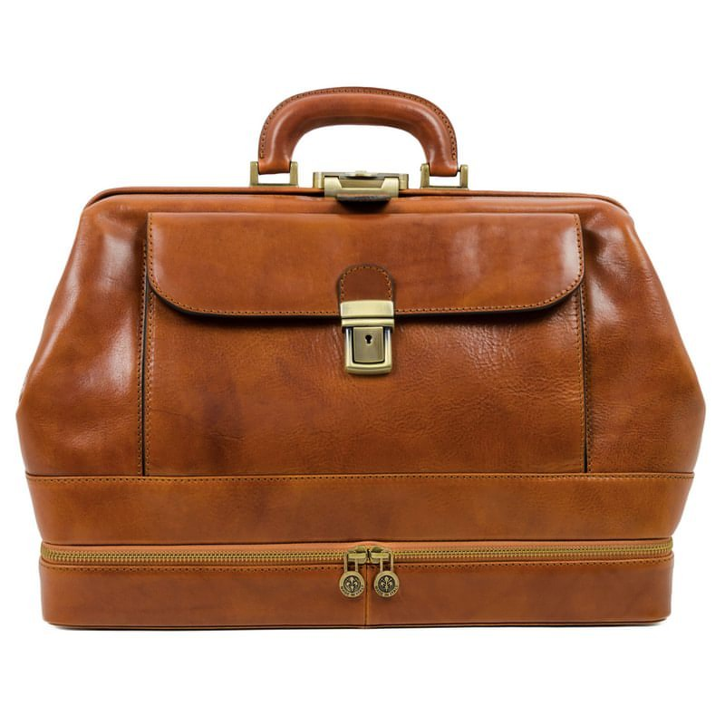 Large Full Grain Italian Leather Doctor Bag - The Master and Margarita Time Resistance