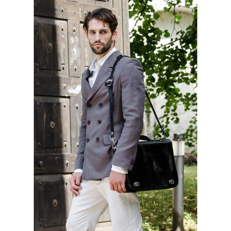 Time Resistance Full Grain Italian Leather Briefcase - Illusions