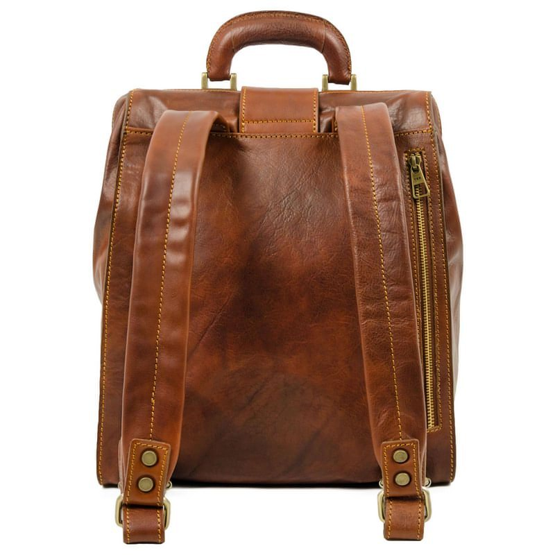 Full Grain Italian Leather Backpack - A Brief Story of Time Time Resistance
