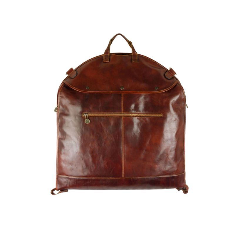 Time Resistance Brown Italian Leather Garment Bag - Travels with