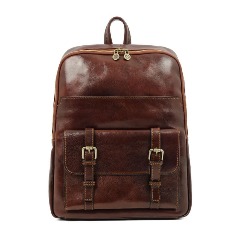 Large Unisex Full Grain Italian Leather Backpack - The Divine Comedy Time Resistance