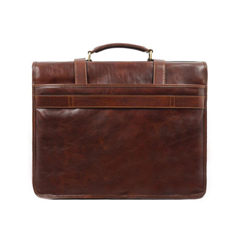 Full Grain Italian Leather Briefcase, Satchel Bag - The Time Machine Time Resistance