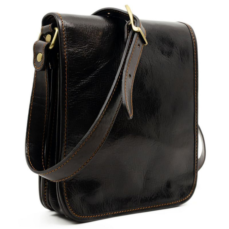 Full Grain Italian Small Leather Crossbody Messenger Bag - On The Road Time Resistance