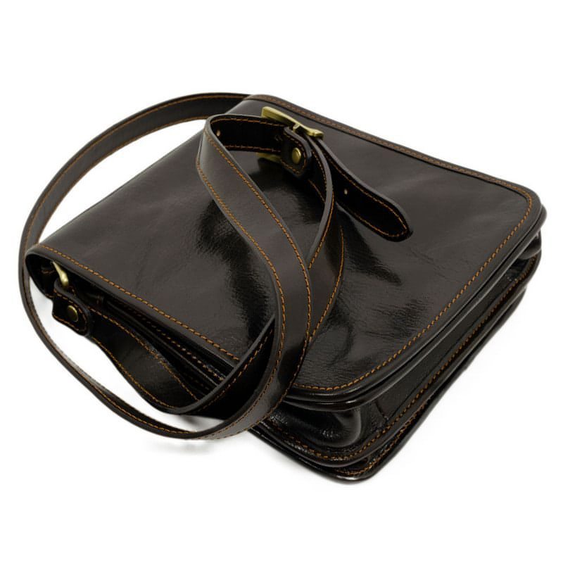 Full Grain Italian Small Leather Crossbody Messenger Bag - On The Road Time Resistance