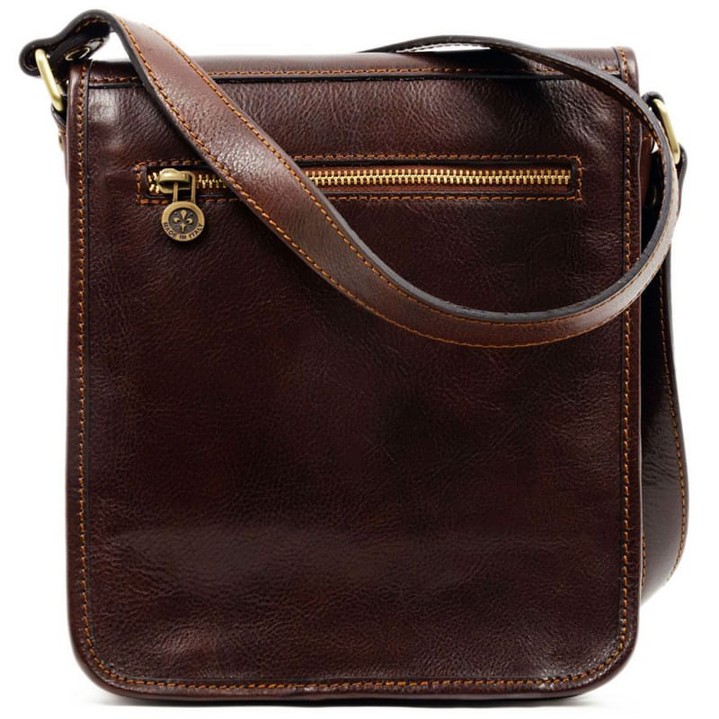 Full Grain Italian Small Leather Crossbody Messenger Bag - On The Road Time Resistance