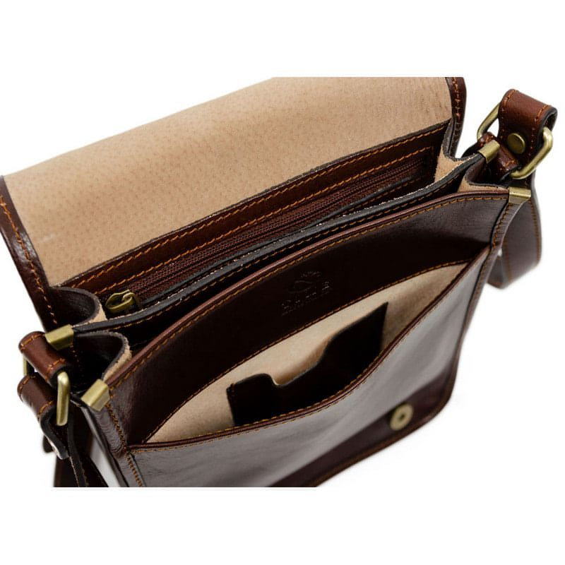 Full Grain Italian Small Leather Crossbody Messenger Bag - On The Road Time Resistance