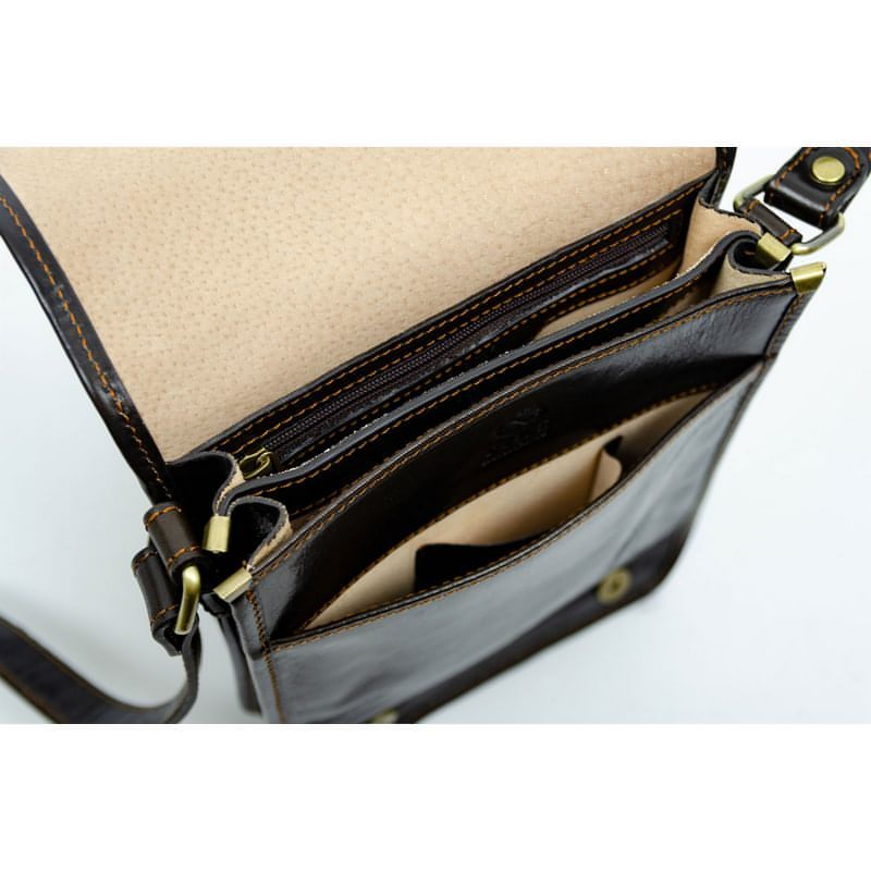 Full Grain Italian Small Leather Crossbody Messenger Bag - On The Road Time Resistance