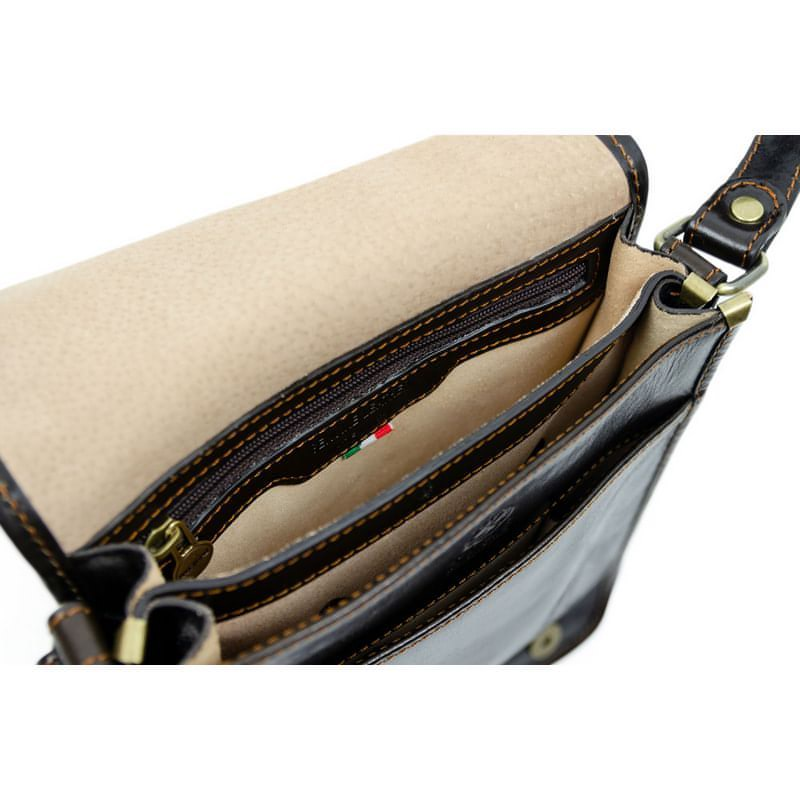 Full Grain Italian Small Leather Crossbody Messenger Bag - On The Road Time Resistance