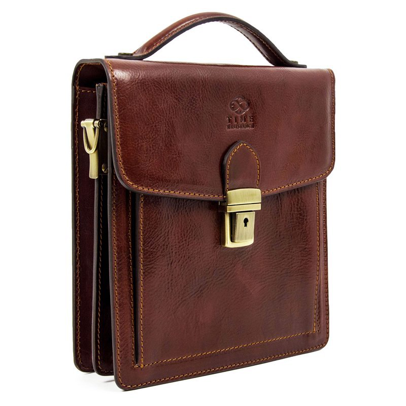 Small Full Grain Italian Leather Briefcase - Walden Time Resistance