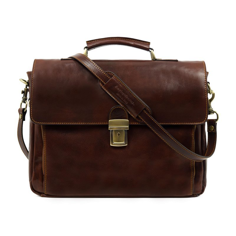 Full Grain Italian Leather Briefcase Laptop Bag  - In Cold Blood Time Resistance