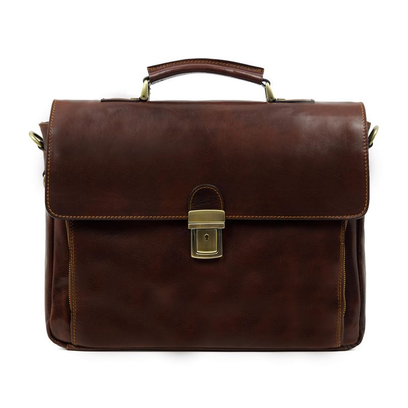 Full Grain Italian Leather Briefcase Laptop Bag  - In Cold Blood Time Resistance