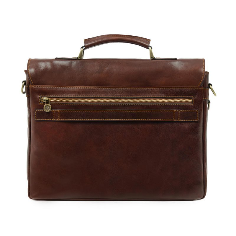 Full Grain Italian Leather Briefcase Laptop Bag  - In Cold Blood Time Resistance