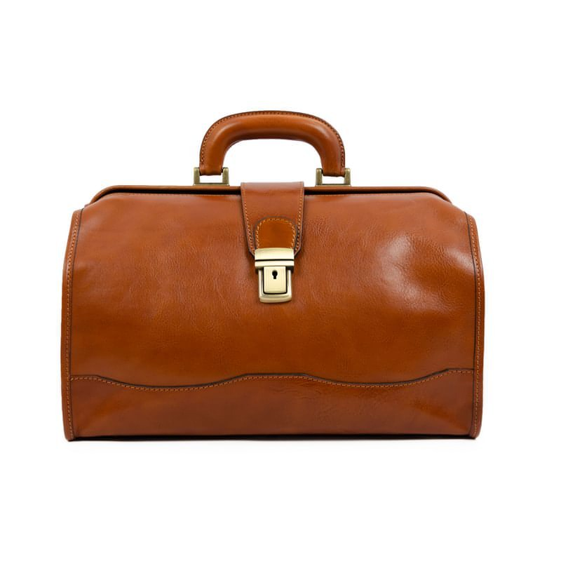 Small Full Grain Italian Leather Doctor Bag - David Copperfield Time Resistance