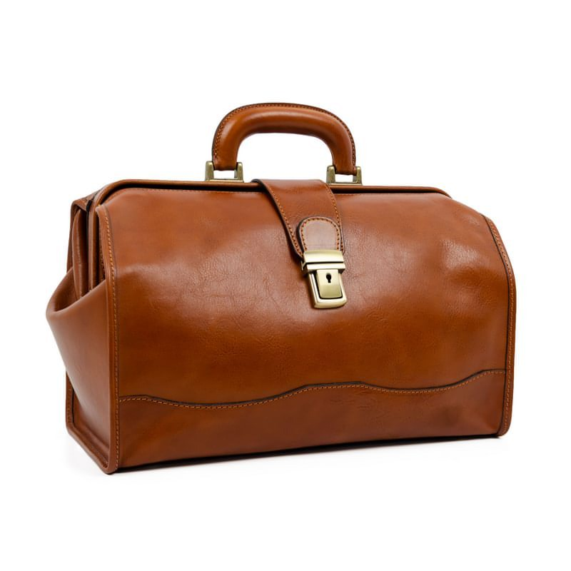 Small Full Grain Italian Leather Doctor Bag - David Copperfield Time Resistance