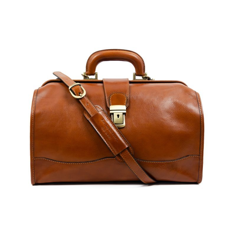 Small Full Grain Italian Leather Doctor Bag - David Copperfield Time Resistance