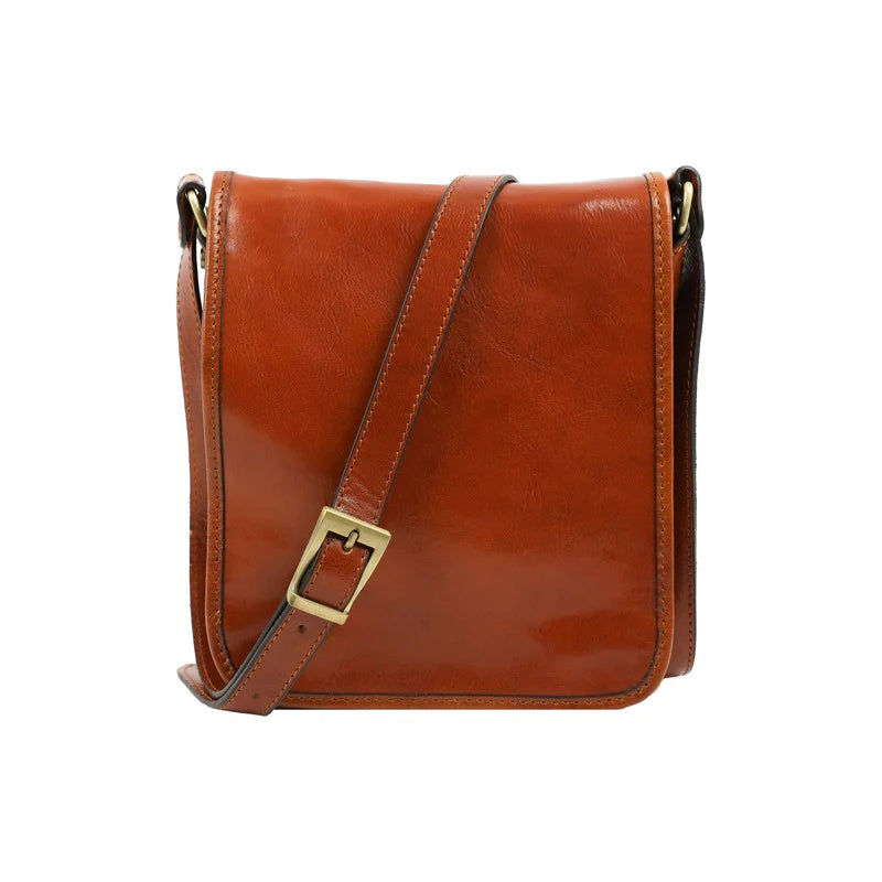 Full Grain Italian Small Leather Crossbody Messenger Bag - On The Road Time Resistance