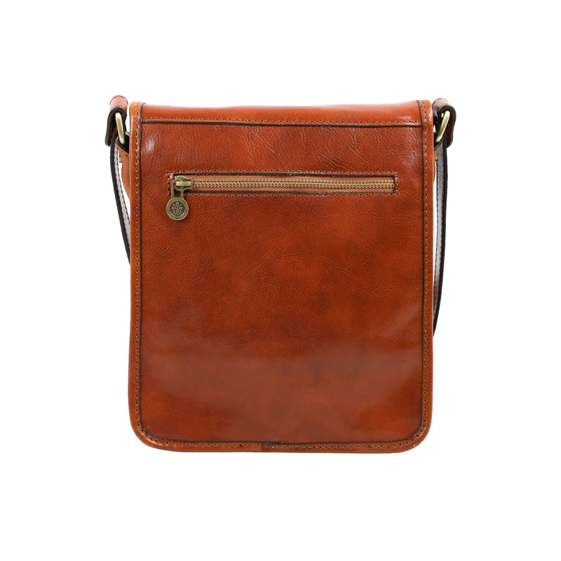 Full Grain Italian Small Leather Crossbody Messenger Bag - On The Road Time Resistance