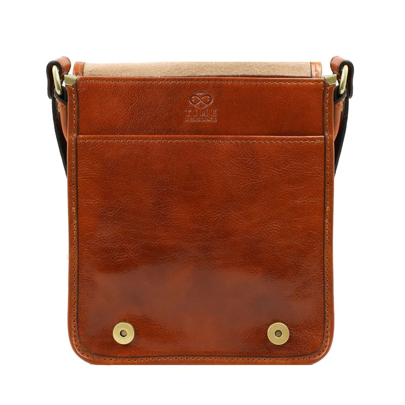 Full Grain Italian Small Leather Crossbody Messenger Bag - On The Road Time Resistance