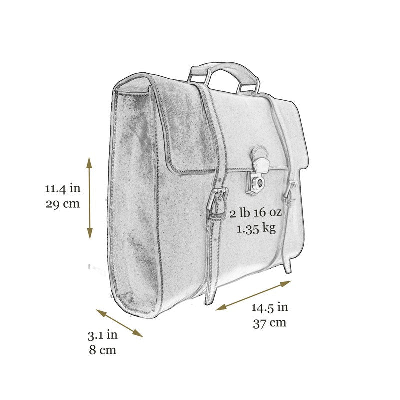 Full Grain Italian Leather Belted Briefcase, Convertible Backpack - The Glass Menagerie Time Resistance