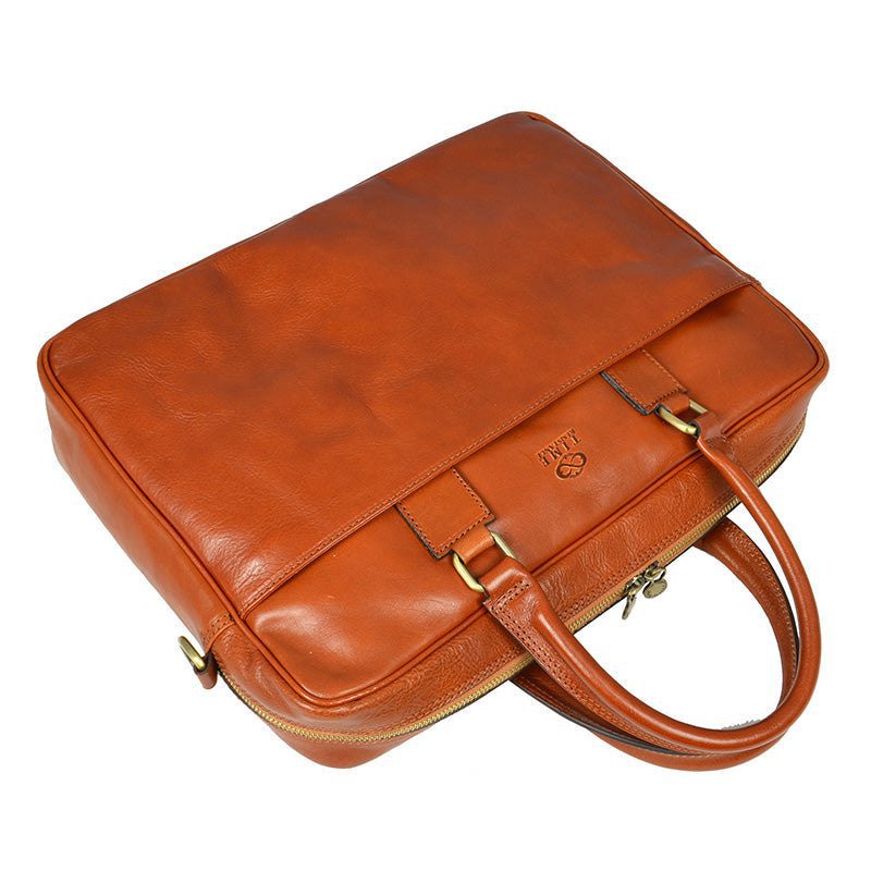 Full Grain Italian Leather Briefcase Laptop Bag - The Little Prince Time Resistance
