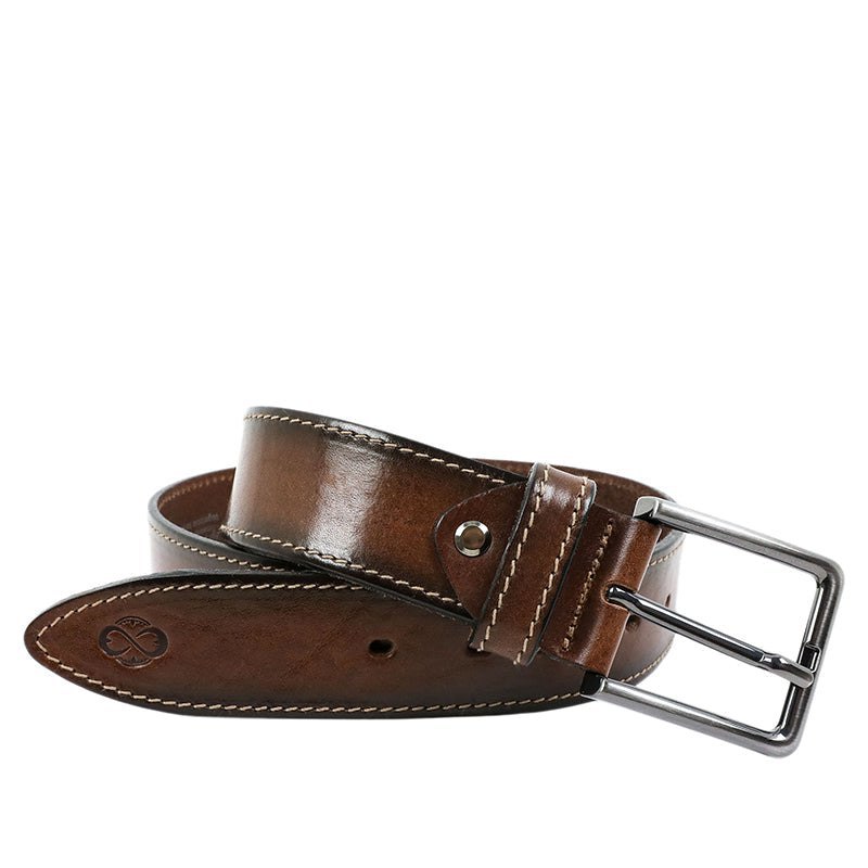 Mens Full Grain Italian Leather Belt Brown - The Return of the Native Time Resistance