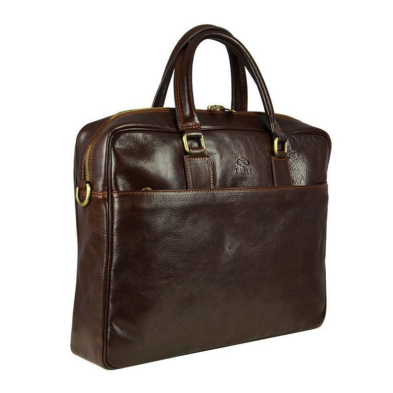 Full Grain Italian Leather Briefcase Laptop Bag - The Little Prince Time Resistance