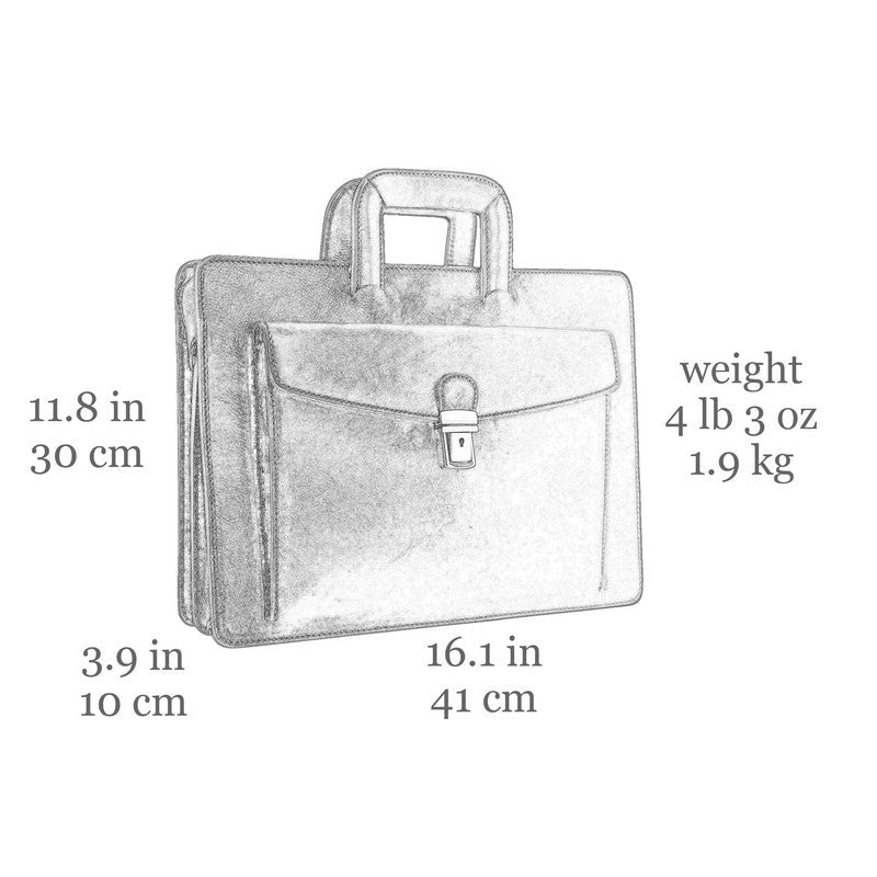 Full Grain Italian Leather Briefcase - The Tempest Time Resistance